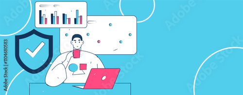 Business network security character flat vector concept operation hand drawn illustration
