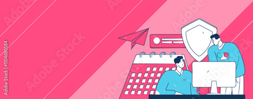 Business network security character flat vector concept operation hand drawn illustration
