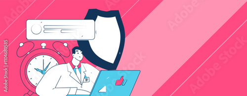 Business network security character flat vector concept operation hand drawn illustration
