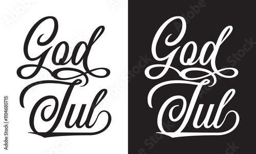 God Jul – Merry Christmas Swedish language, Calligraphy brush text banner with white and black background. God Jul, means Merry Christmas. Vector illustration. EPS 10