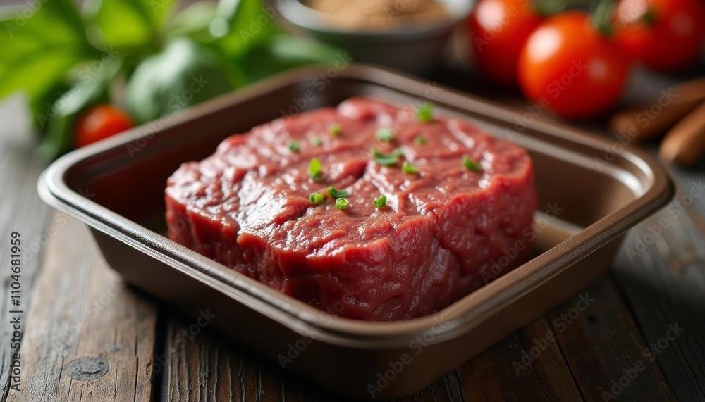 Close-up of raw meat in container Close-up of raw meat in container