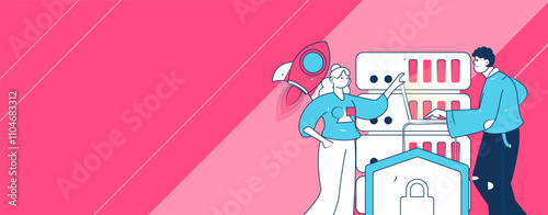 Business network security character flat vector concept operation hand drawn illustration
