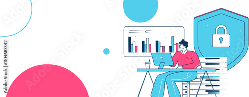 Business network security character flat vector concept operation hand drawn illustration
