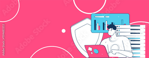 Business network security character flat vector concept operation hand drawn illustration
