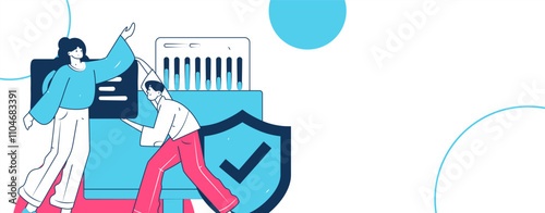 Business network security character flat vector concept operation hand drawn illustration
