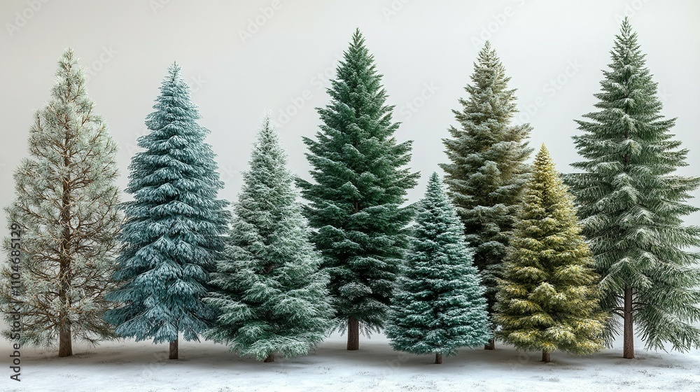 Obraz premium Snow Covered Evergreen Trees In Winter Scene