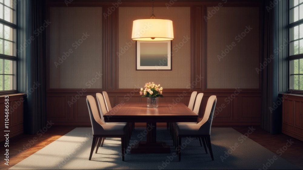 Fototapeta premium Elegant Chandelier Above Stylish Dining Table