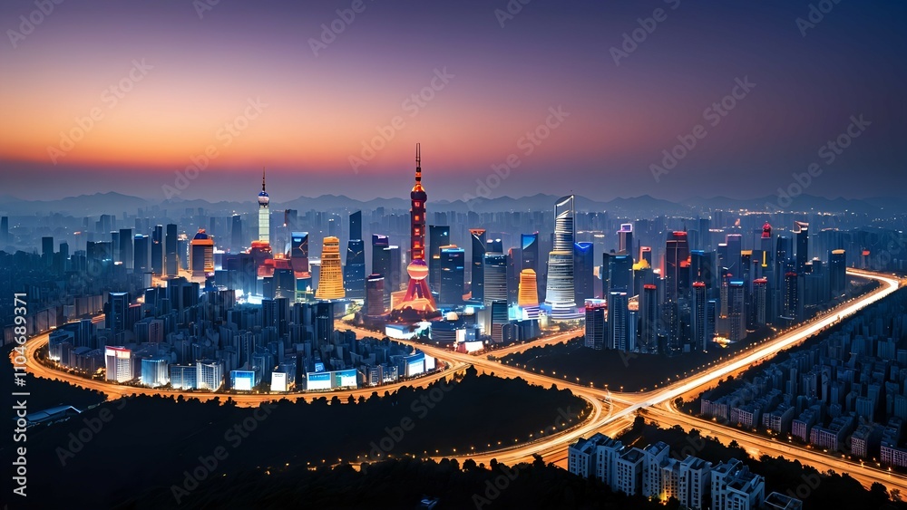 Fototapeta premium night city skyline