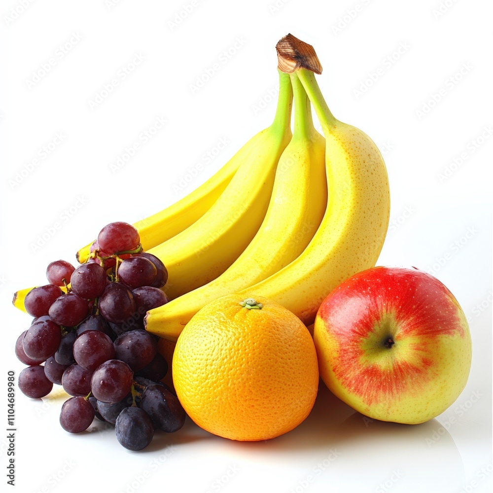 fresh assorted fruits including bananas, grapes, oranges, and apples fresh assorted fruits including bananas, grapes, oranges, and apples