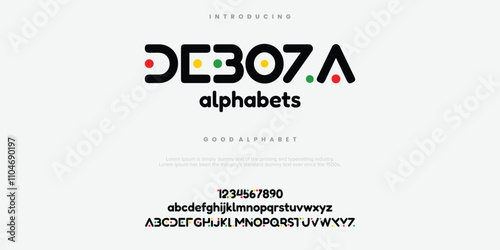 Deboza modern abstract alphabet font. Color of typography, Creative font  vector illustration.