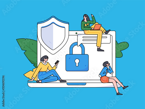 Business network security character flat vector concept operation hand drawn illustration
