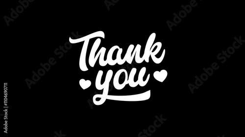 Animated Thank You Text in White Color on transparent background. thank you text animation, handwritten, suitable for thank you card, celebration, wishes, events, message, holiday, other concepts