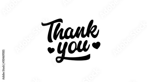 animated thank you in black color. thank you text animation, handwritten, suitable for thank you card, celebration, wishes, events, message, holiday, and other concept.