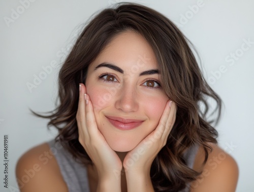 smiling woman with natural beauty and soft lighting