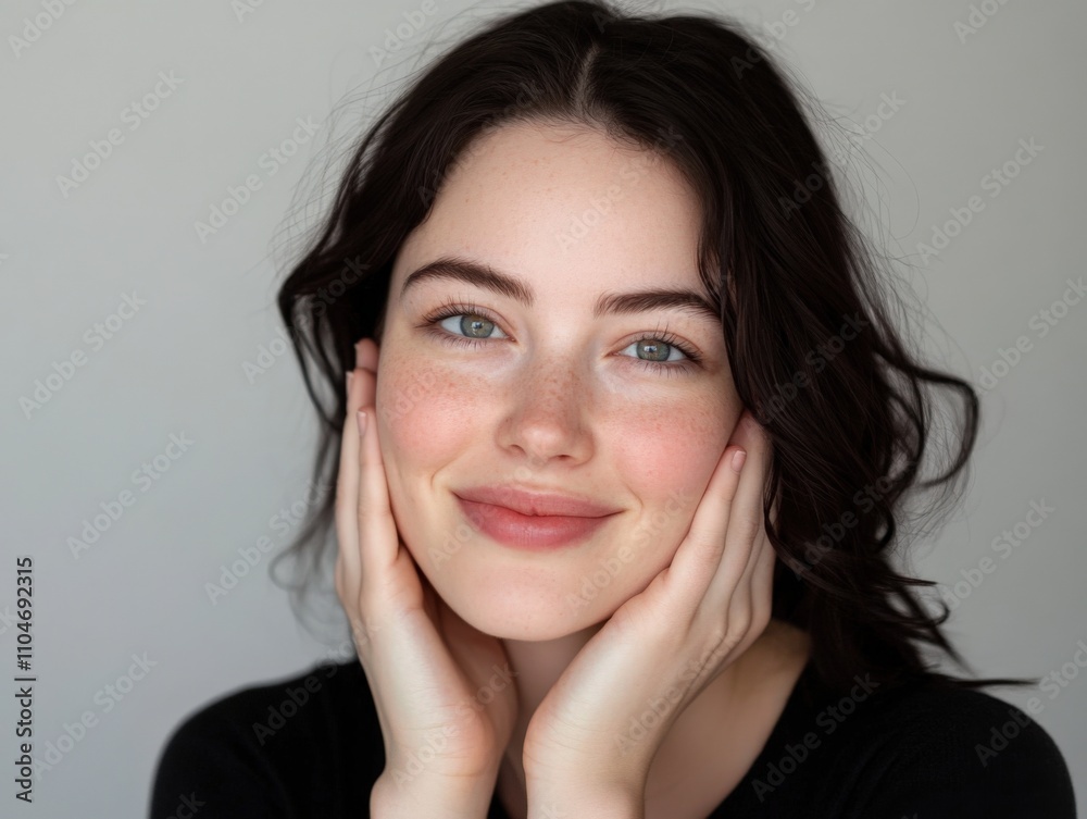 smiling young woman with natural beauty and clear skin smiling young woman with natural beauty and clear skin