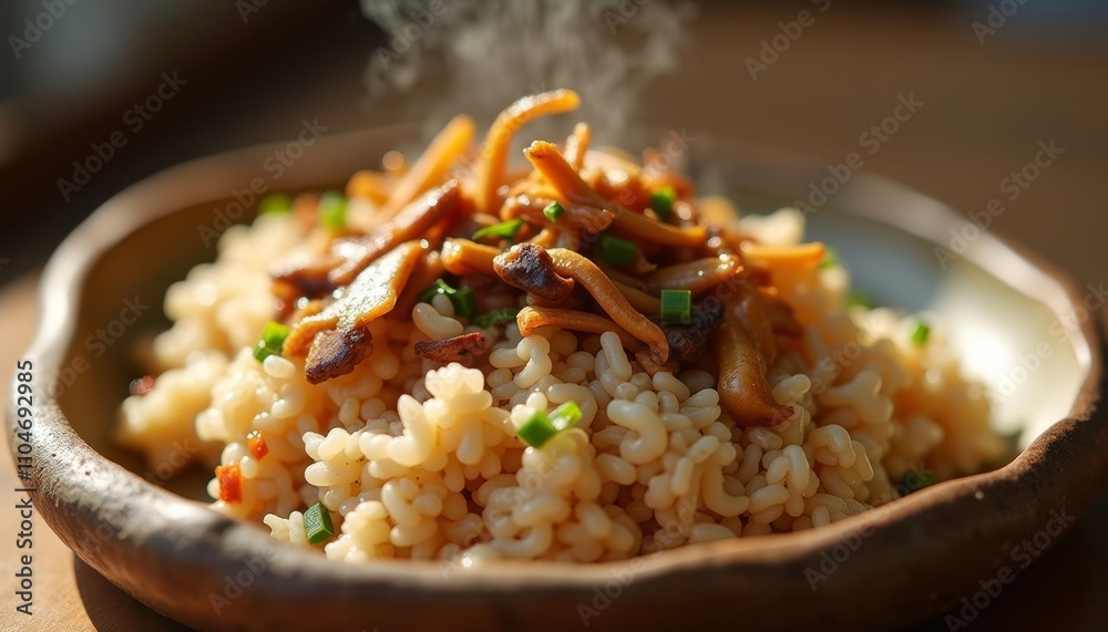 Delicious meal of fried rice with mushrooms Delicious meal of fried rice with mushrooms