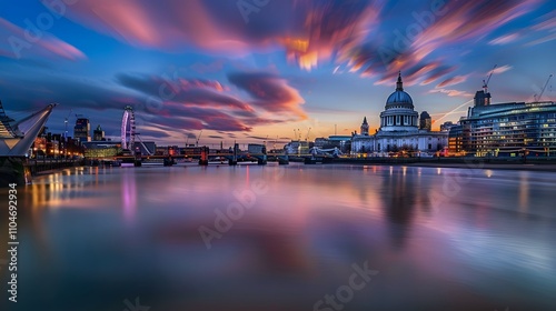 the famous landmarks of London reflected in the stinging cannal   photo