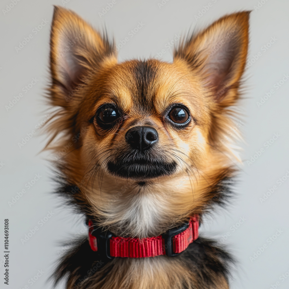 Obraz premium Cute and Playful Chihuahua Dog Portrait with Bright Eyes and Fluffy Fur, Perfect for Animal Lovers and Pet Enthusiasts Capturing Joyful Expressions