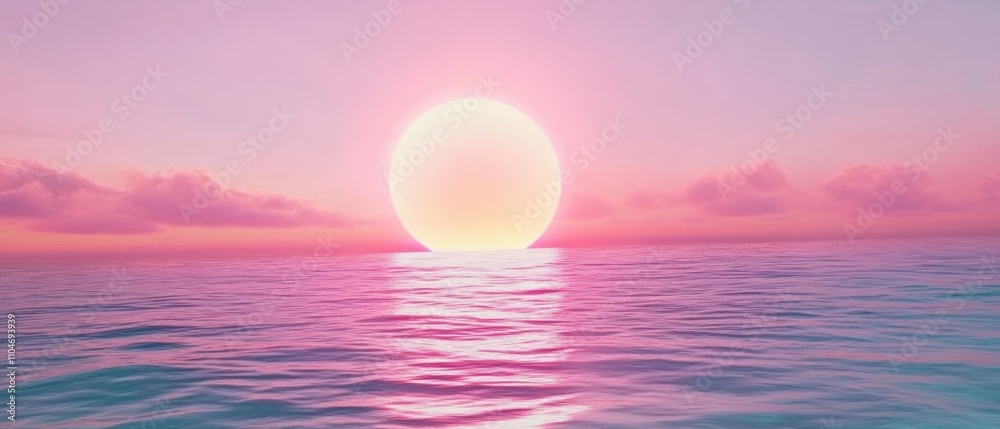 a serene sunset over calm waters with soft pink hues a serene sunset over calm waters with soft pink hues