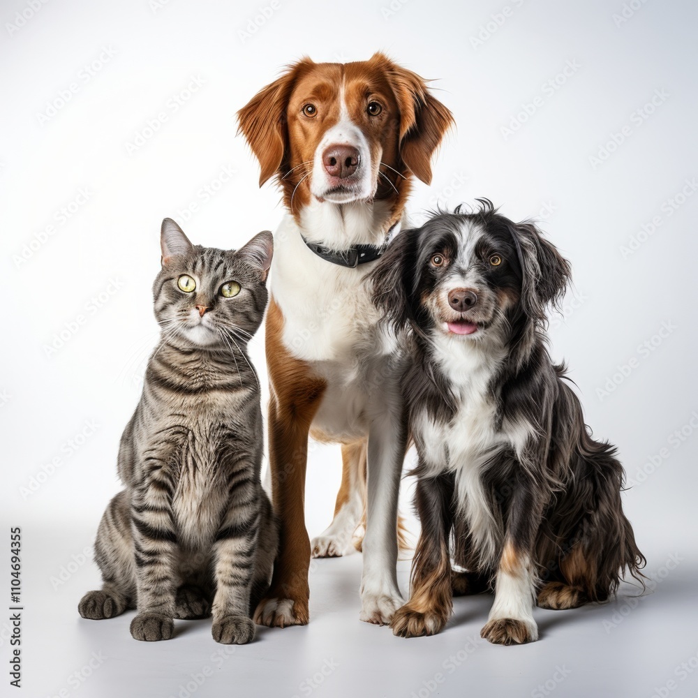 Fototapeta premium adorable pets posing together in a studio setting