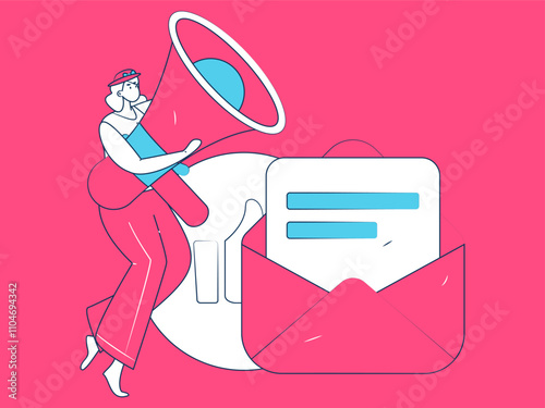 Invite friends to conduct questionnaire flat vector concept operation hand drawn illustration
