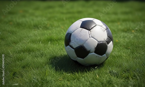 Soccer ball with deflated appearance on grass, player, deflation