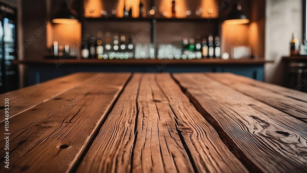 Rustic Wooden Table with Cozy Bar and Ambient Lighting
Rustic Wooden Table with Cozy Bar and Ambient Lighting