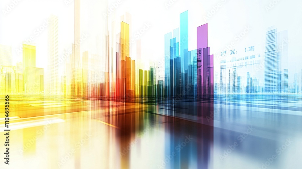 Abstract Colorful Cityscape with Reflections and Light Effects Abstract Colorful Cityscape with Reflections and Light Effects