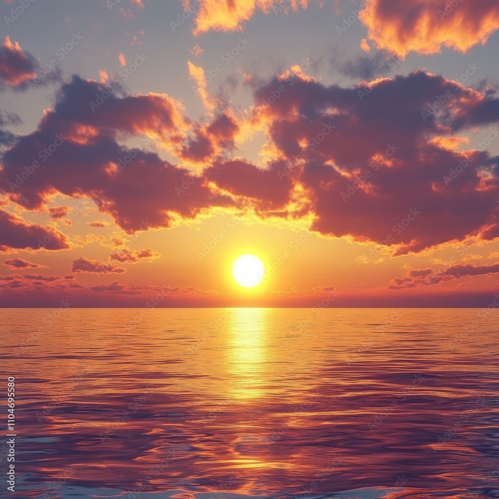 Fototapeta premium beautiful sunset over calm ocean waters