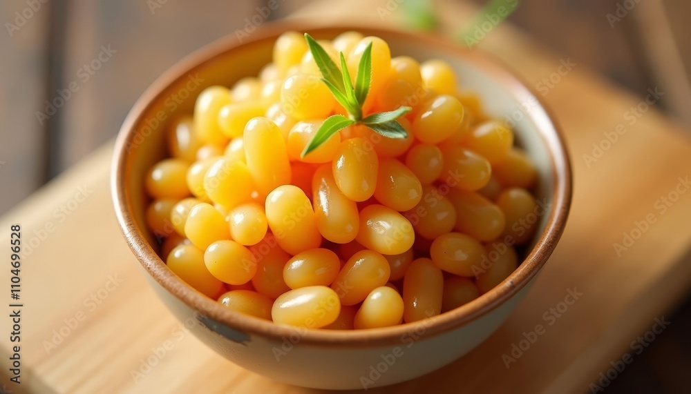 Bowl of shiny yellow berries or Close-up of small golden fruits or Yellow berries in a Bowl of shiny yellow berries or Close-up of small golden fruits or Yellow berries in a