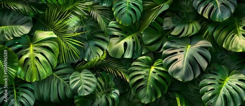 Wallpaper Mural Dense wall of green tropical leaves creates vibrant backdrop. Torontodigital.ca