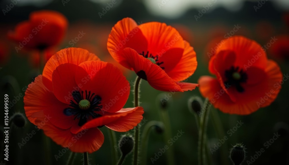  Blooming beauty  A vibrant field of red poppies