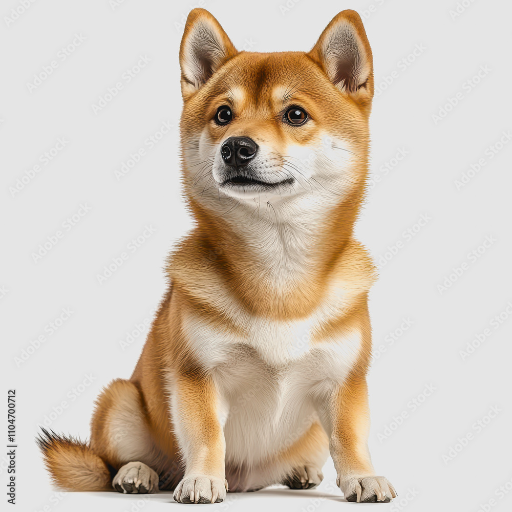 Adorable Shiba Inu Sitting Gracefully with a Soft Expression, Perfect for Pet Lovers and Animal Enthusiasts, Showcasing Its Charm and Personality in Bright Lighting Adorable Shiba Inu Sitting Gracefully with a Soft Expression, Perfect for Pet Lovers and Animal Enthusiasts, Showcasing Its Charm and Personality in Bright Lighting