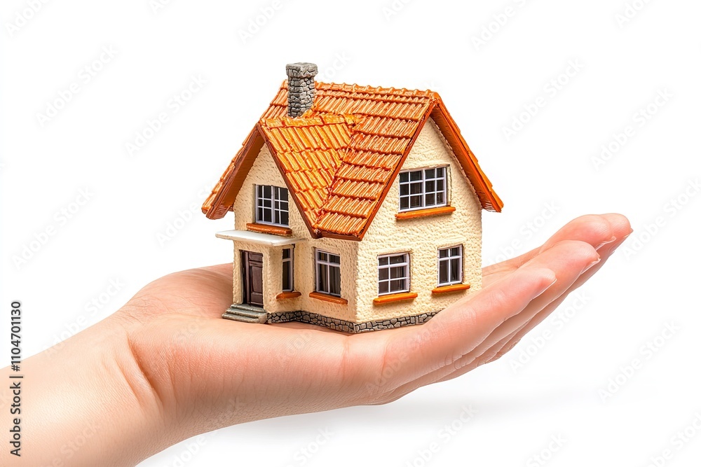 High-quality hand-house swap and property insurance isolated on a white backdrop. Generative Ai High-quality hand-house swap and property insurance isolated on a white backdrop. Generative Ai