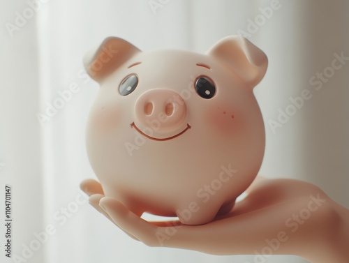 a cute piggy bank held in a hand symbolizing savings and finance