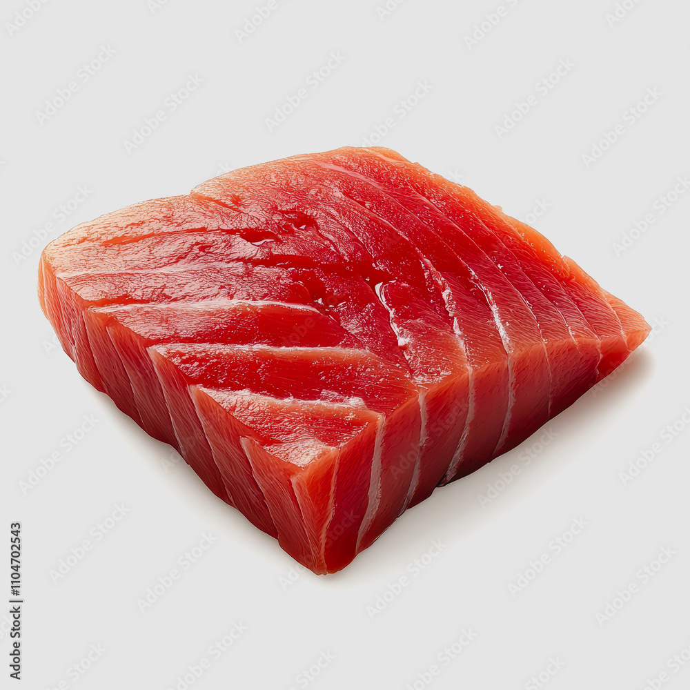 Fresh and Vibrant Piece of Raw Tuna Steak on a Light Background Ideal for Culinary Arts, Food Photography, and Healthy Eating Concepts Fresh and Vibrant Piece of Raw Tuna Steak on a Light Background Ideal for Culinary Arts, Food Photography, and Healthy Eating Concepts
