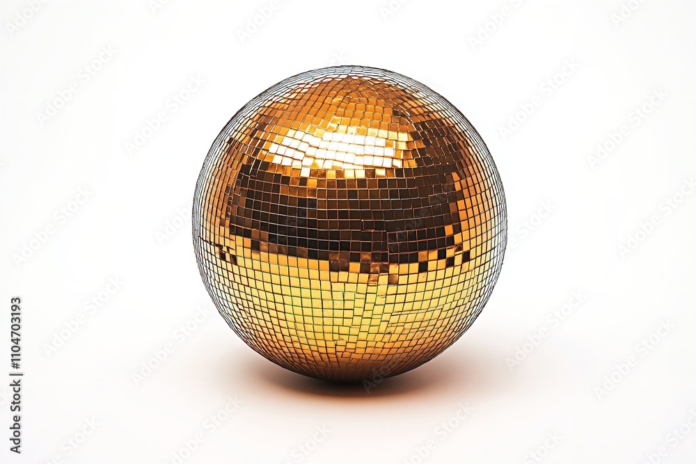 Fototapeta premium Excellent quality yellow disco ball isolated on a white backdrop. Generative Ai