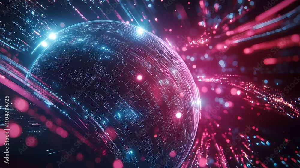 Fototapeta premium Stunning Abstract Representation of a Digital Universe with Vibrant Colors, Dynamic Lights, and Futuristic Elements Creating a Visually Engaging Cosmic Scene