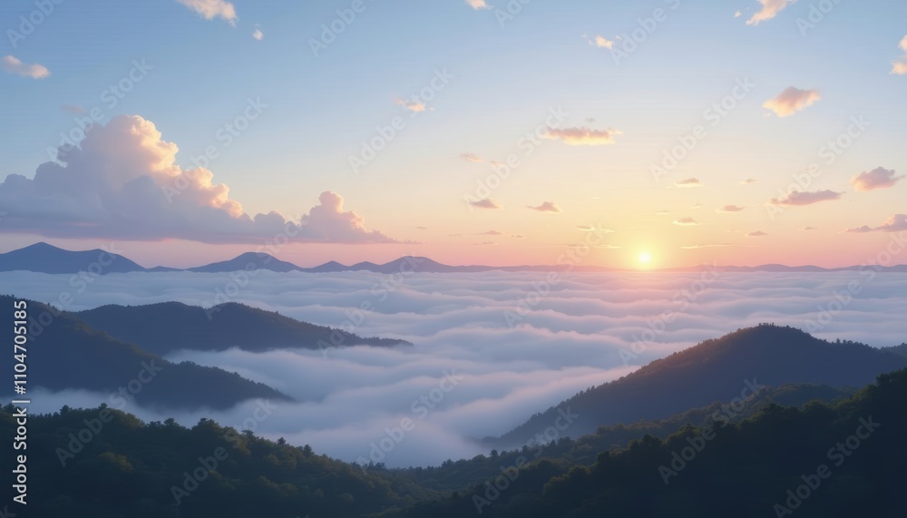 Fototapeta premium Epic sunrise over majestic mountains and clouds