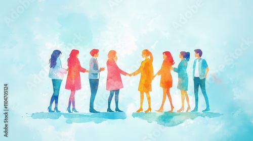 Gentle Watercolor of Friends Shaking Hands
