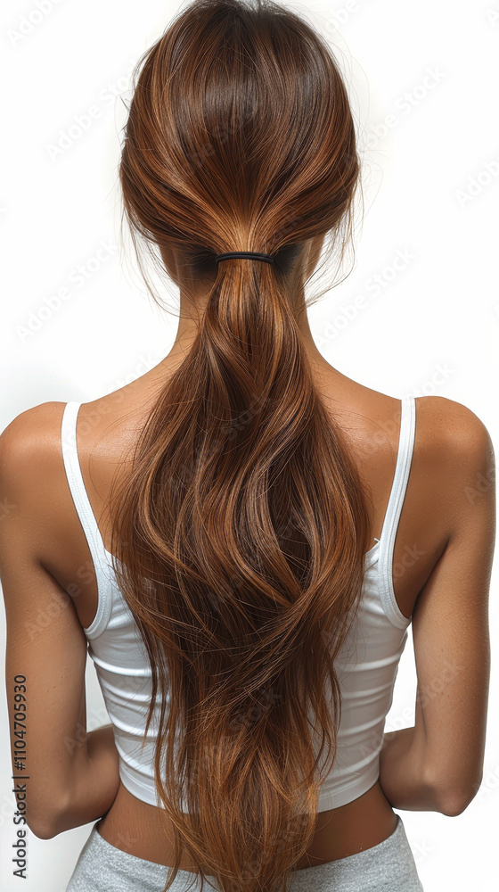 Long Brown Hair in Ponytail from Behind Long Brown Hair in Ponytail from Behind