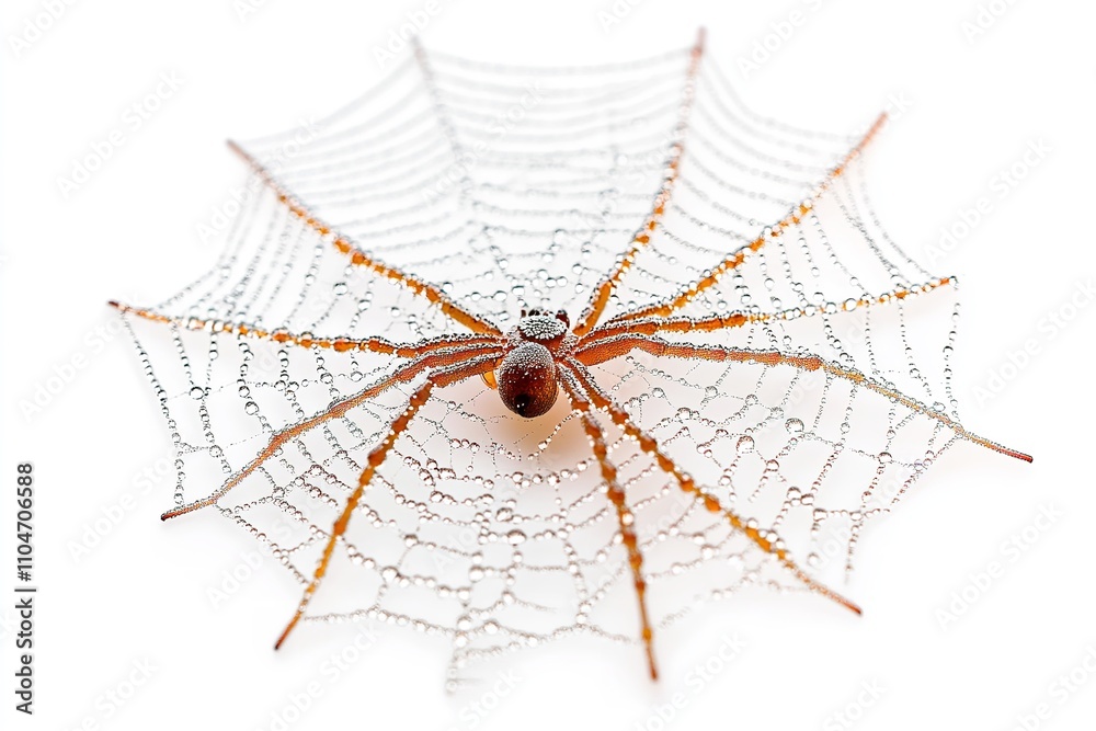 Obraz premium Excellent quality spider web isolated on a white backdrop. Generative Ai