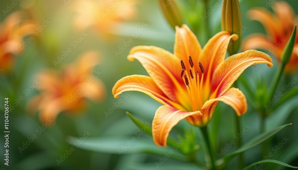 Fototapeta premium Vibrant lily bloom in bloom