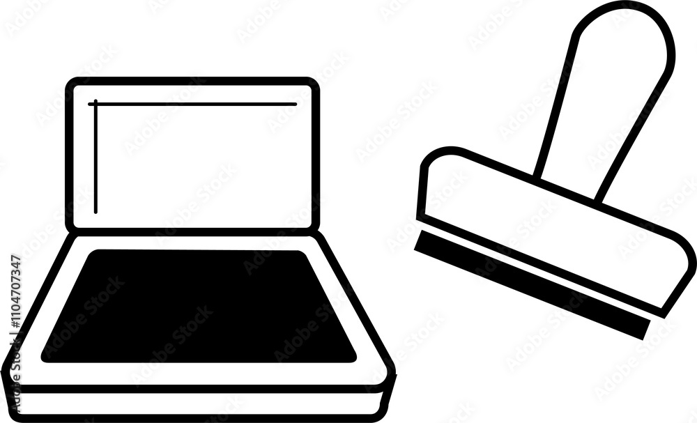 インクとスタンプのイラストアイコン インクとスタンプのイラストアイコン