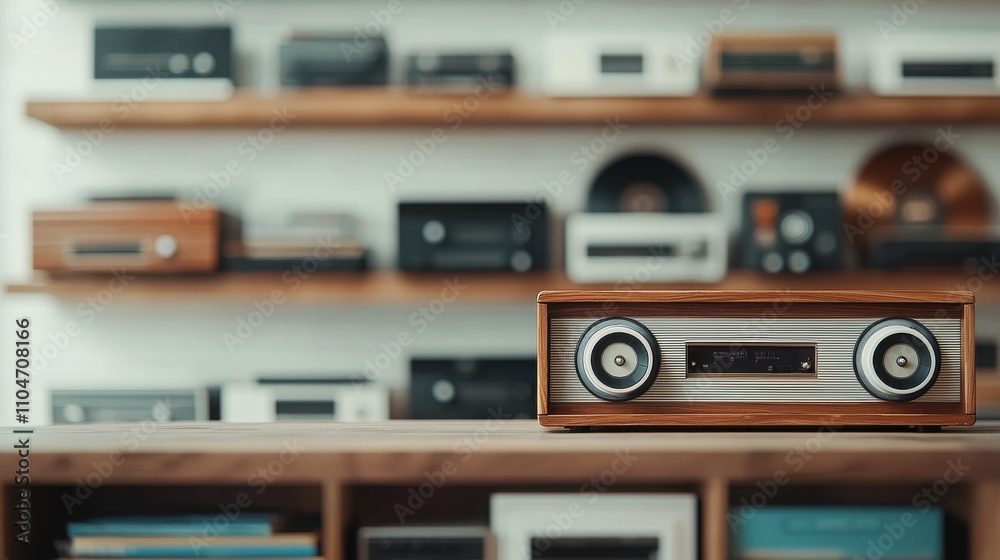 Fototapeta premium Vintage record player & cassette player at retro electronics