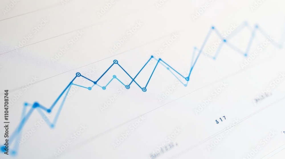Blue Line Graph on White Background Showing Data Trends Over Time Blue Line Graph on White Background Showing Data Trends Over Time