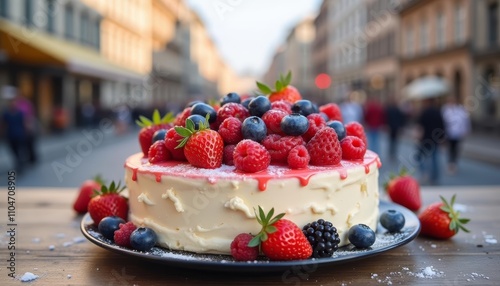  Deliciously fresh fruit cake ready to be enjoyed
