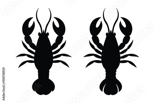 2 difference Lobster vector silhouette art illustration 