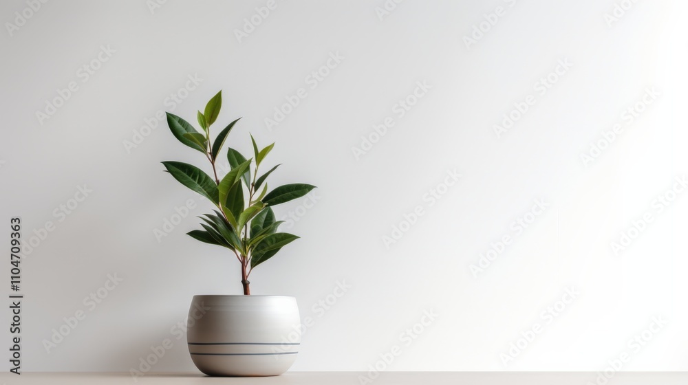 minimalist indoor plant in a modern pot on a neutral background minimalist indoor plant in a modern pot on a neutral background
