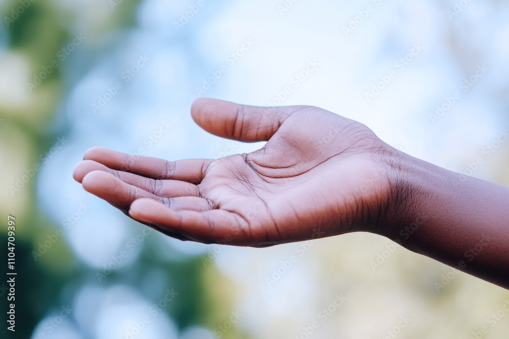 A hand is reaching forward to shake hands or support, awareness A hand is reaching forward to shake hands or support, awareness
